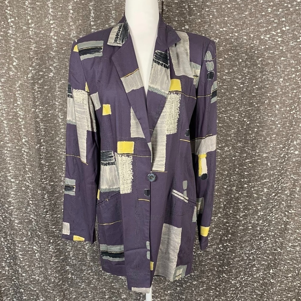 Vintage Russell Scott Signature Abstract Art‎ To Wear Blazer Women's 12